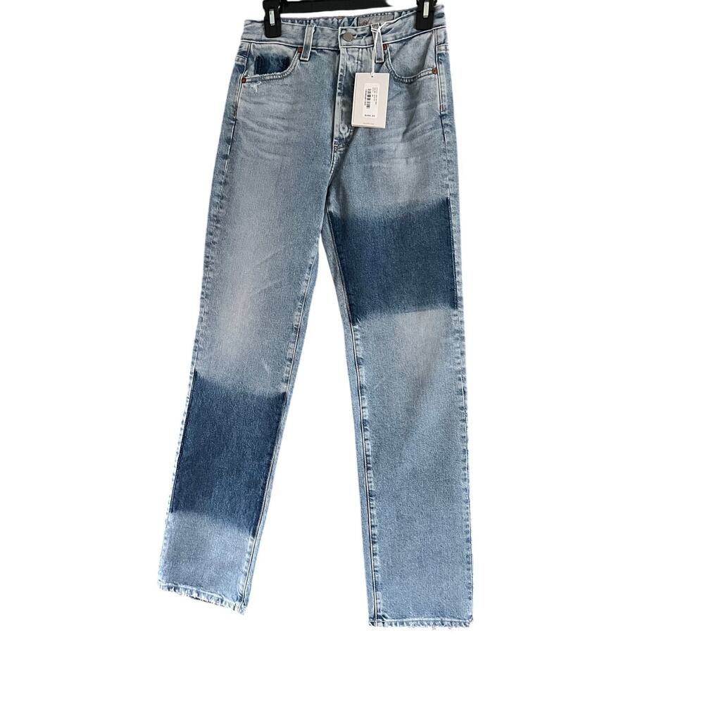 AG Jeans NWT Size 26 High Rise Straight Leg Two Tone Denim Designer Jeans